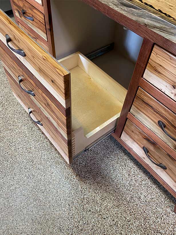 Furniture Attention to detail - dovetailed drawers, metal slides and pecan faced drawers